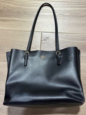Coach Black Pebbled Leather Shoulder Tote with Gold Hardware